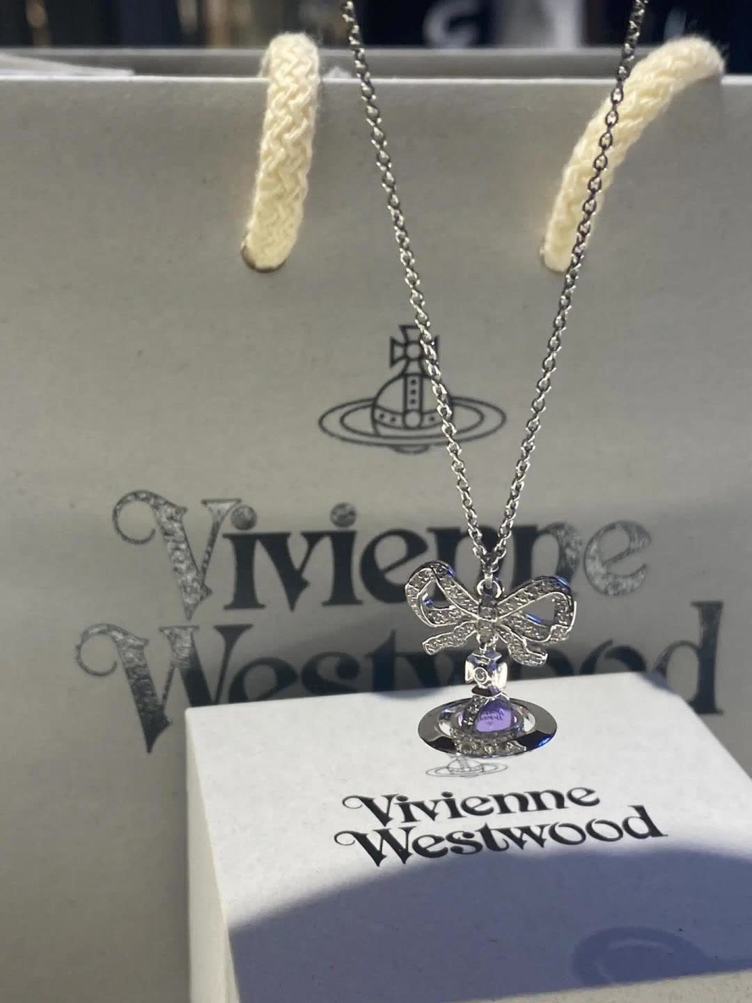 Vivienne Westwood Silver Bow Pendant Necklace